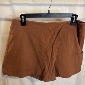 Pink Lily Brown Wrap Skort – Size L